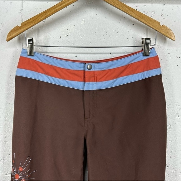 Horny Toad Size 2 Brown Blue Salmon Pink Retro Long Board Shorts - Picture 2 of 9